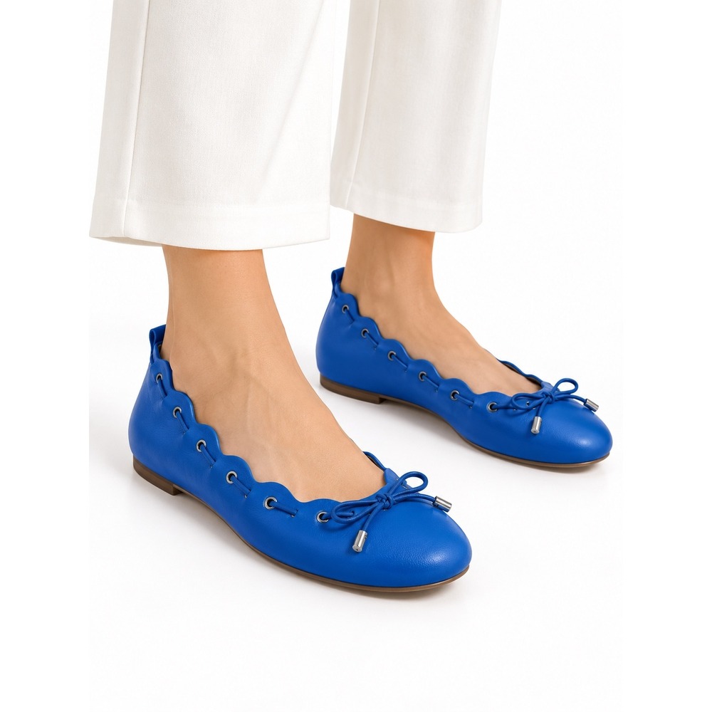 Talbots Vintage Y2K Blue Loraine Nappa Leather Ballet Flats Women's Size 7.5M